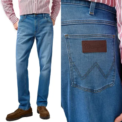 Obrázok produktu pre WRANGLER, pánske džínsy, regular strih, model GREENSBORO, veľkosť W30 L30, modrá farba, materiál: denim, strih: voľné džínsy