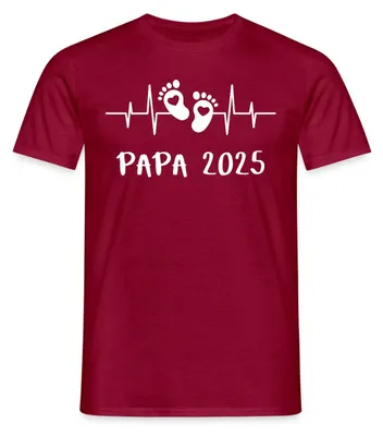 Produktbild von Spreadshirt Herzschlag Papa 2025 Vater Geschenk Vatertag Männer T-Shirt, XL, Ziegelrot