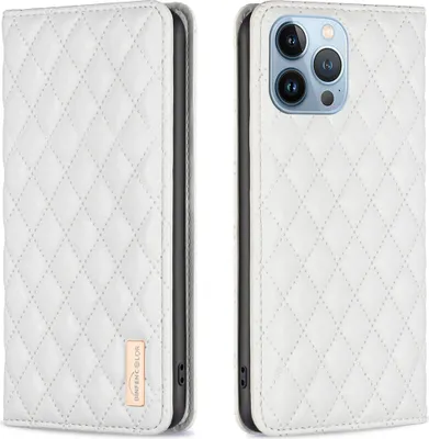 Produktbild von iPhone 13 Pro Hülle, Elegant Bookstyle Flip Leder Kartenfächer Schutzhülle mit Ständer für iPhone 13 Pro Weiß