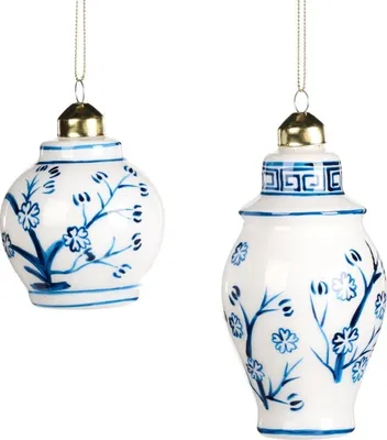 Produktbild von Goodwill Weihnachtshänger "Chinesische Vasen“ Weiß-Blau D 13 cm Vorteil sortiert pro 2 Stück