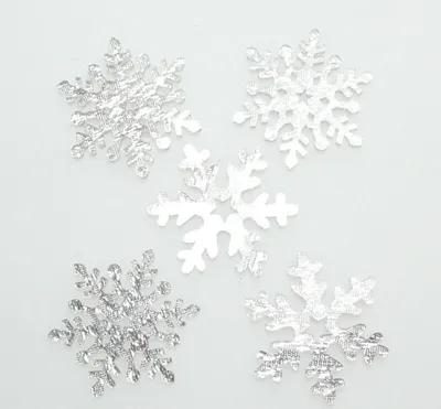 Produktbild von 36 Streuteile Sterne Schneeflocke Acryl silber Ø3-4,5cm Winter Weihnacht Advent, Ausf:Schneeflocke