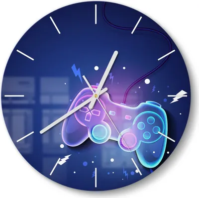 Produktbild von DEQORI Glasuhr Ø30 cm Modern 'Neon-Gaming-Dynamik' Wanduhr Glas Uhr Design leise Küchenuhr