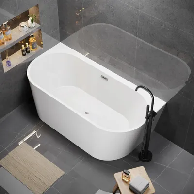 Produktbild von Corciano Vorwandbadewanne Pari 180x80 cm Weiß | Freistehende Badewanne wandbündig | Sanitäracryl inkl. Ablaufgarnitur nach Farbwahl