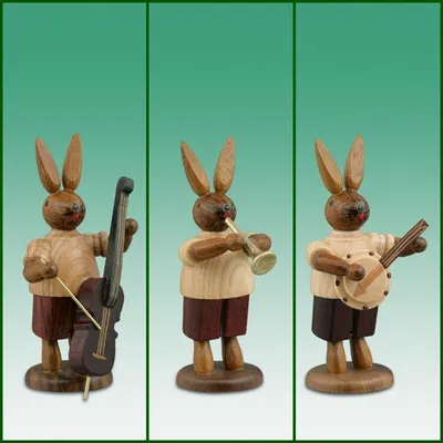 Produktbild von Osterdekoration Osterhasen Musikanten 3tlg. Höhe 7,5cm NEU