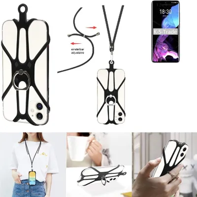 Produktbild von K-S-Trade 3in1 Handykette Handyband Handykordel Halsband Smartphone-Ring Handy-Ring kompatibel mit Meizu 18 Fingerhalterung Handyring Tischständer