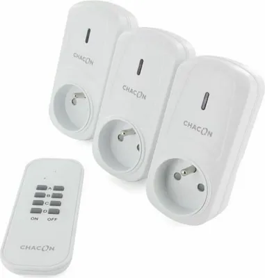 Produktbild von CHACON - Satz von 3 Ein/Aus-Steckern mit Fernbedienung (2000w) - 54663