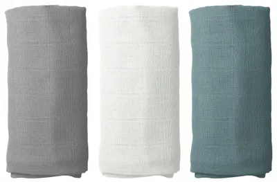 Produktbild von Musselin Mullwindeln 3er Pack 60x75 cm  – Mulltücher aus Baumwolle, Baby Spucktücher & Einschlagtücher