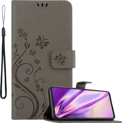 Image de Cadorabo Housse pour Samsung Galaxy A52 (4G / 5G) / A52s Housse de protection grise Housse pour portable Etui Case Fleurs