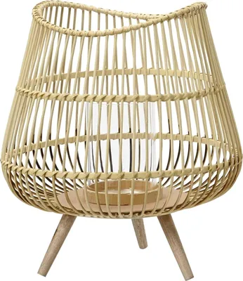 Produktbild von Windlicht - H 42 cm - Braun - Bambus - mit Glaseinsatz