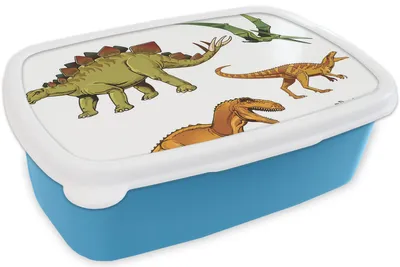 Produktbild von KitchenYeah® Lunchbox Brotzeit Brotdose 17x11 cm Dinosaurier - Zeichnung - Jungen - Kinder Kinder Brotzeitdose - Lunch - Kunststoff  - Brotbüchse - Sandwichbox - Lunchbox für Kinder