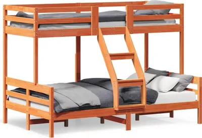 Produktbild von vidaXL Etagenbett 90x200/120x200 cm Wachsbraun Massivholz Kiefer