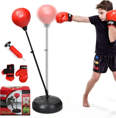 Produktbild von COSTWAY Punchingball 120-154cm hoehenverstellbar, Standboxball freistehend, Boxsack Set, Boxset, Box Set inkl. Boxhandschuhe und Handpumpe, Geeignet fuer Erwachsene, Jungen und Maedchen ab 8 Jahren
