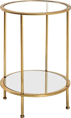 Produktbild von HAKU Beistelltisch gold - Metall, Sicherheitsglas 5 mm, Spiegel, B/H/T: 38x55x38 cm