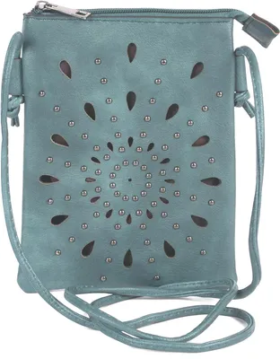 Produktbild von styleBREAKER Damen Mini Bag Umhängetasche mit Cutouts in Ethno Blumen Form und Nieten, Schultertasche, Handtasche, Tasche 02012304