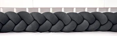 Produktbild von Bettschlange geflochten Velours 400 cm – Schwarz | Bettumrandung Babybett Nestchen | Letino