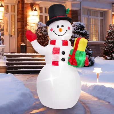 Produktbild von Aufblasbarer Schneemann,180cm Aufblasbares Weihnachten Schneemann mit LED Licht für innen außen Weihnachtsdeko