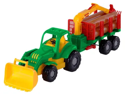 Immagine prodotto di Cavallino Trattore classico con rimorchio e legno, 61 cm