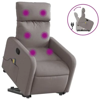 Image de vidaXL Fauteuil de massage avec releveur Taupe Tissu
