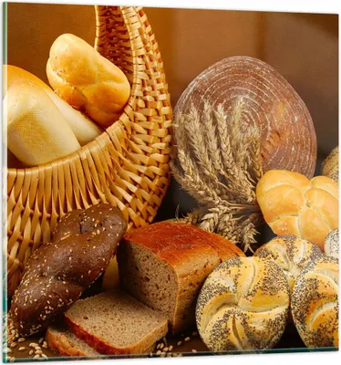 Produktbild von Bilder auf glas - Bäckerei Brot Essen - 70x70cm - Glasbilder - Wandbilder - Kunstdruck - zum Aufhängen bereit - Wanddekoration aus Glas - Glas Bilder - Wandbild auf Glas - Einteilig - GAC70x70-2309