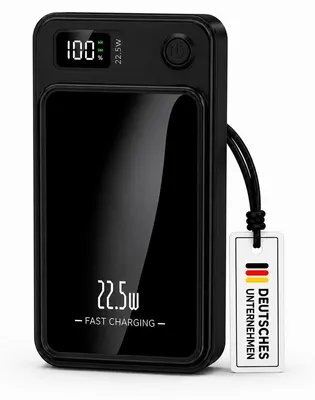 Produktbild von Magnetische Powerbank 10000mAh Mini PD 22.5W Schnellladen mit LED Display Wireless Power Bank – Schwarz / 5000 mAh