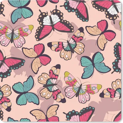 Produktbild von MuchoWow® Mauspad Mousepad Schmetterling - Rosa - Blau - Design 30x30 cm - Mousepads - Maus Mat - Pad - Mausunterlage - Gaming