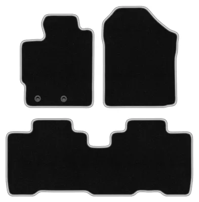 Image de Tapis de sol en moquette pour Toyota Verso-S 2010-2015 (monospace) – jeu 4 pièces, noir/argent, sur mesure – Wielganizator CARLUX