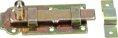 Produktbild von Türriegel mit Schlaufe und Knopfgriff 100x45x2,0mm gelb verzinkt