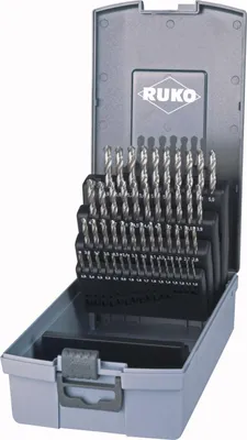 Immagine prodotto di Set di punte elicoidali RUKO DIN 338 tipo N, HSS-G in cassetta di plastica - 50 pezzi - 214217RO