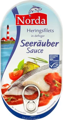 Produktbild von NORDA Heringsfilets in deftiger Seeräuber-Sauce 200g