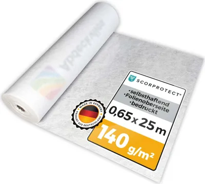 Produktbild von Scorprotect® Boden- und Treppenschutzvlies selbsthaftend mit Logo 0,65 m x 25 m 140 g/m²