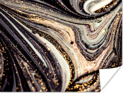 Produktbild von MuchoWow® Poster Marmoroptik - Schwarz - Gold - Weiß - Glitter - Marmor 160x120 cm - Foto Plakat