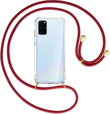 Produktbild von Handykette Backcover-Schutzhülle mit Band (Metall goldfarben) für Samsung Galaxy S20 Plus - dunkelrot