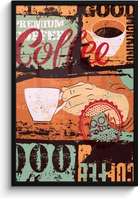 Produktbild von MuchoWow® MuchoWow® Gerahmtes Poster Kaffee - Retro - Collage 60x90 cm - Poster mit zchwarzem Bilderrahmen - Kunst