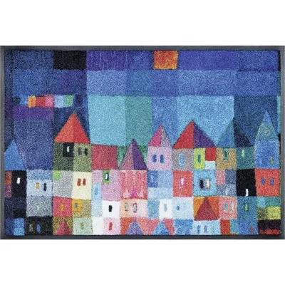 Image de Wash+Dry Tapis de sol lavable Colourful Houses 75 x 120 cm Tapis de propreté