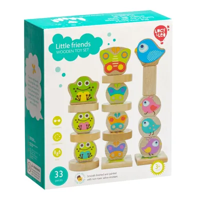 Image de Jeu d'équilibre en bois avec gabarits - Animaux 33 pièces