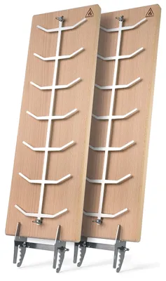 Image de Lot de 2 planches pour grillade au bois, en bois de hêtre avec support en acier inoxydable, dimensions : 55 x 18 x 2,5 cm