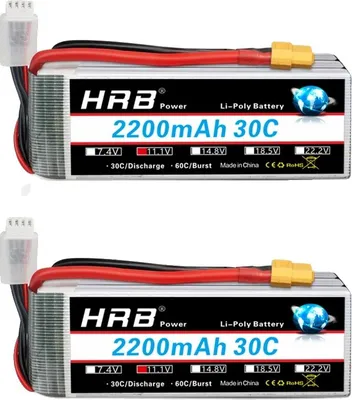 Zdjęcie produktu dla Akumulator RC LiPo, 11.1V 2200mAh, prędkość rozładowania 30C, 3s 2200mah xt60 2szt