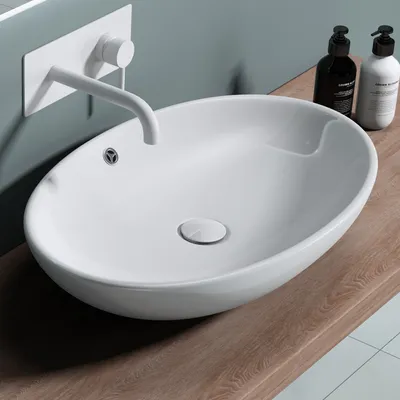 Produktbild von doporro Waschbecken 63x42x15,5cm Aufsatzwaschbecken aus Keramik in Weiß inkl. Nano-Versiegelung Brüssel306