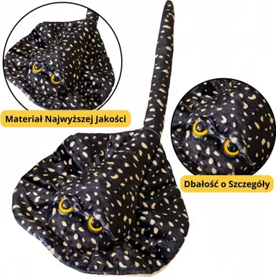 Image de Peluche Lean, mascotte, manteau douillet noir à pois, 50 cm