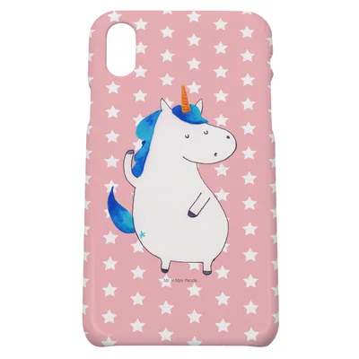 Produktbild von Mr. & Mrs. Panda Iphone 10 Handyhülle Einhorn Mann - Rot Pastell - Geschenk, Unicorn, Cover, Einhörner, Handy, BFF, Party, Hülle, Familie, X