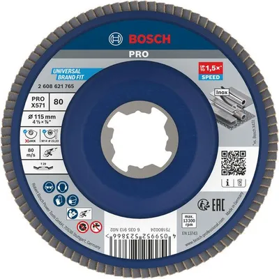 Imagen del producto de Disco de lija para amoladora PRO X571, sistema X-Lock, con ángulo, 115 mm, grano K80