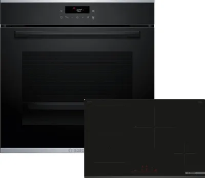 Produktbild von Bosch Einbau-Backofen-Set, HBA271BB3 + HEZ538000 + PVS83KHC1E, Einbau-Backofen, Induktionskochfeld, Clip-Auszug HBDPAL783