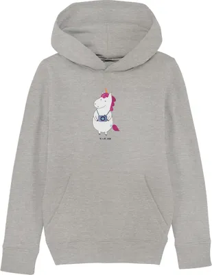 Produktbild von Mr. & Mrs. Panda Kinderpullover Einhorn Fotograf 9-11 Jahre (134/146) - Heather Grey - Geschenk, Fotografie, Pullover, Weltenbummler, Hoody, Unicorn, Urlaub, Pulli