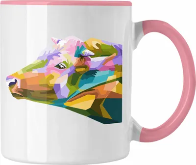 Produktbild von Trendation - Kuh Tasse Polygon Geometrisch Grafik Geschenk für Landwirt Bauern Lustig (Rosa)