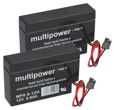 Produktbild von 2x Multipower Blei-Akku MP0,8-12H Pb 12V 0,8Ah Heim und Haus Stecker Rollladen