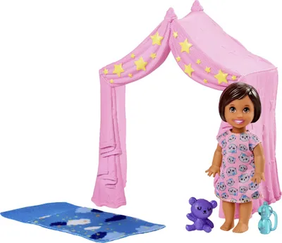 Produktbild von Barbie "Skipper Babysitters Inc." Schlafenszeit-Spielset mit Kleinkind Puppe, Zelt und Schlafsack