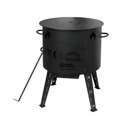 Produktbild von Ø49cm Uchag 2mm Stahl Adapter-Ringe 22L Kazan Gusseisen Deckel Kasan Utschag Utschak Feldküche Feuerstelle Campingofen Außenküche Eintopfofen