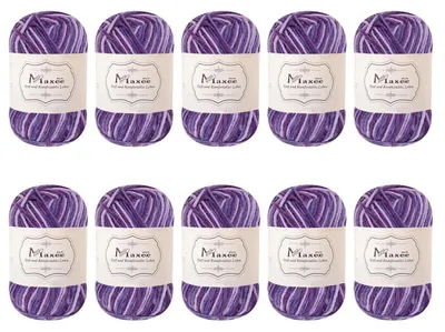 Produktbild von Handstrickgarn 10x50g Farbverlauf Acryl zum Stricken Häkeln Basteln 500g Lila