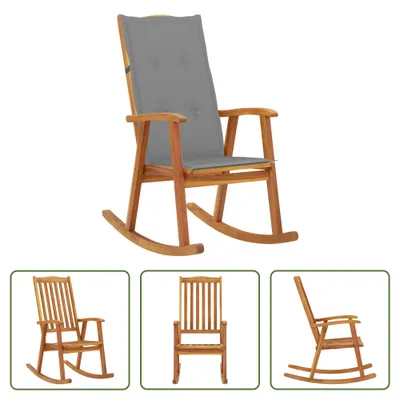 Produktbild von The Living Store Schaukelstuhl mit Auflagen Massivholz Akazie