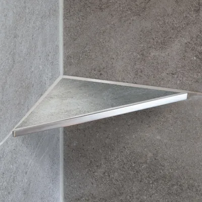 Produktbild von Dalsys Befliesbare Duschablage ohne Bohren 205mm x 205mm Silber Duschregal Ecke nachträglich einbaubar, Edelstahl korrosionsbeständig